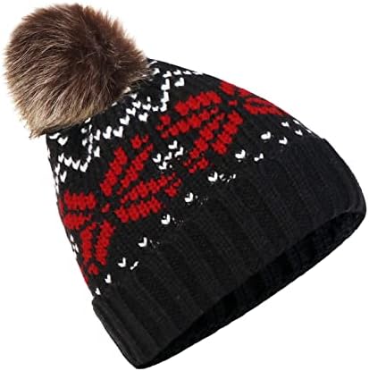 Pălării de iarnă pentru femei tricot Beanie Fulg De Nea Crăciun Fuzzy Pom pălărie Faux cald lână baseball capace Mens Squash