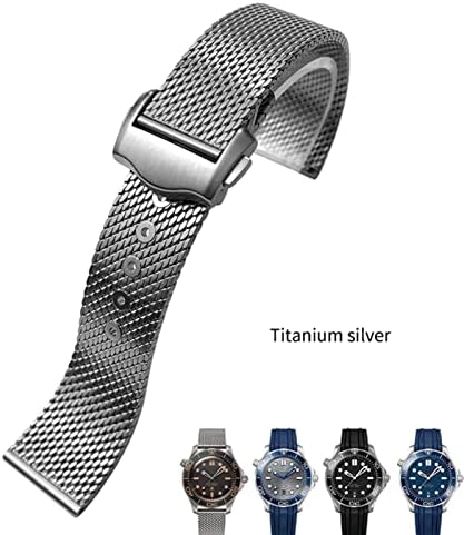 EKSIL 20mm de calitate de ceas de ceasuri împletite de oțel înlocuitor pentru omega 007 James Bond Watch Watch Demployment