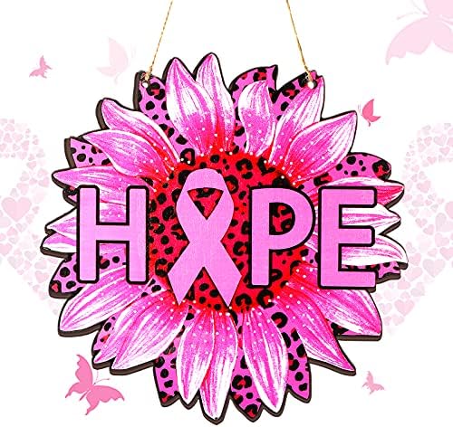 Cancerul de sân Cancer de conștientizare din lemn Semn de sân Cancer de sân din lemn roz roz panglică perete suspendat Cancer