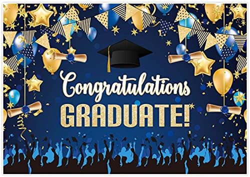 Allenjoy 118 x 95 fundal de absolvire pentru fotografie albastru și auriu Felicitări Felicitări clasa Grad din 2023 rechizite