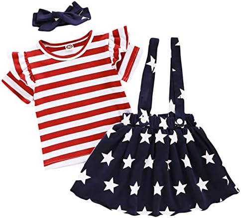 ZFZDRen Baby Girl 4 iulie fusta Set Toddler fată Ziua Independenței Utilaje copii fată stele dungi rochie patriotice haine