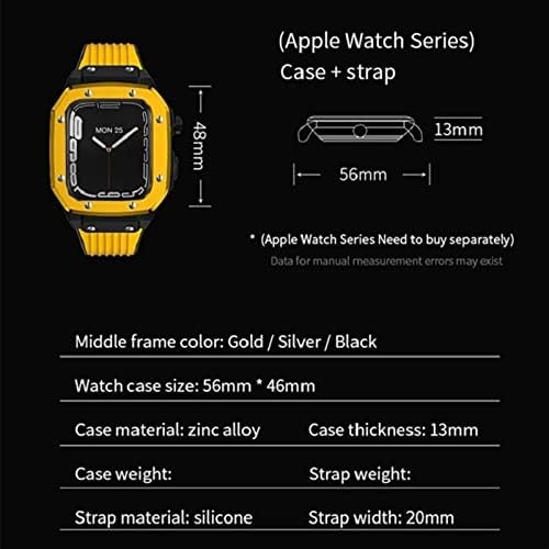 Curea de carcasă din aliaj Ekins pentru seria Apple Watch 7 6 5 4 SE 45mm 44mm 42mm din cauciuc de lux din cauciuc din oțel