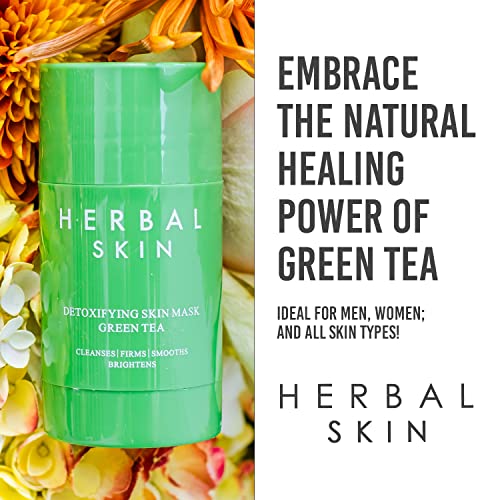 HERBAL SKIN Detoxifying skin Mask-Mască naturală de curățare a feței cu extracte de ceai verde și aplicator Roll On-conține