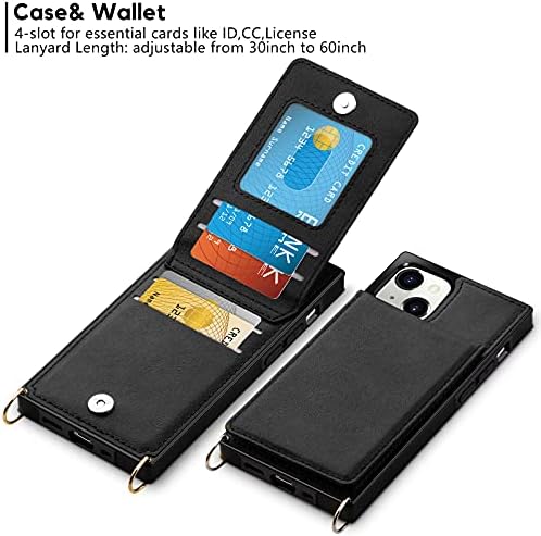 Vofolen pentru iPhone 14 caz portofel card titular piele PU Flip Cover Folio Lanyard crossbody curea Femei Fata magnetice incuietoare