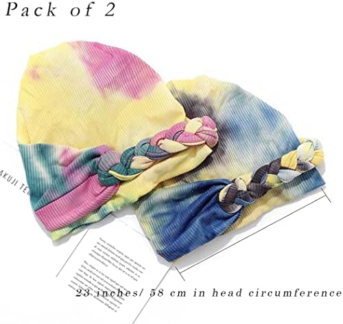 Urieo pre-legată de cap de împletitură tiepe-vopsea turban eșarfă elastică elastică pentru femei pentru femei 2 piese