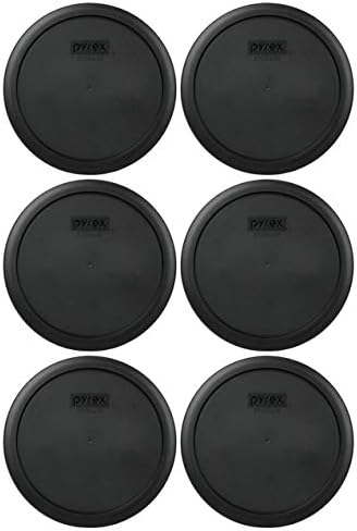 Pyrex 7402-PC 6/7 cană capac rotund negru din plastic pentru depozitarea alimentelor, fabricat în SUA-pachet 4