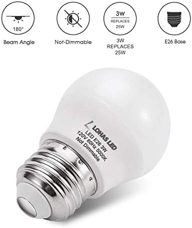 L LOHAS LED LH-BL-3W-5000k - 6 G14 3W, LED mici, mici becuri de noapte 120V pentru dormitor ventilator de tavan lampă de masă,