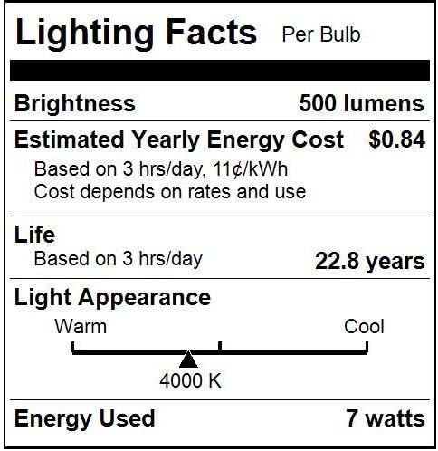 Sunlite 80542 led PAR16 bec cu reflector încastrat cu gât lung, 7 wați,, 500 lumeni, bază medie, reglabilă, listată ETL, 1