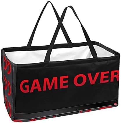 50L SHOPPER BAGS CREATIV RED Game Over TV model pliabil cu cutie de cumpărături cu mânere alimentare cu mânere, reutilizabile
