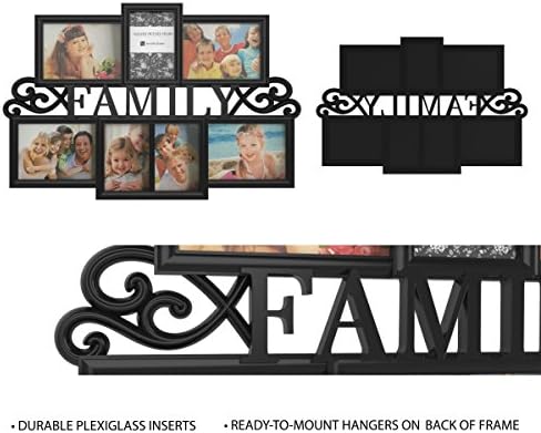Cadru de poză cu colaj de familie, de 80 de ani, mată neagră, mată neagră