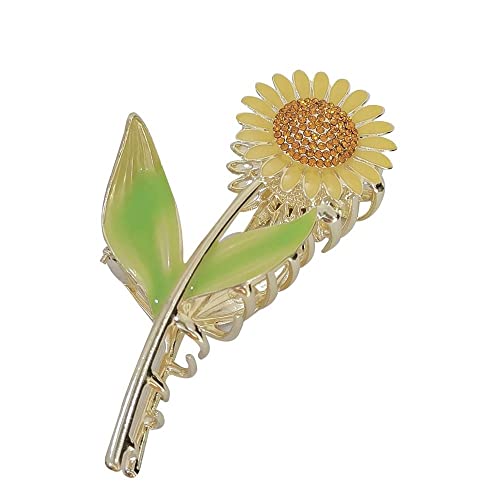 Elegant floarea -soarelui de păr CLIP CLIP ULEI DE DRIPING FLOFOWER CRISTAL CHEAR DE PĂRĂ FEMEI Cărțuri de păr Zircon Rechin