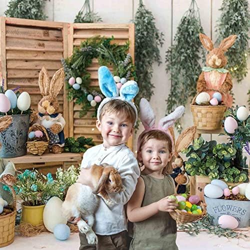 Funnytree 7x5ft Happy Easter fotografie fundal primăvară Rustic perete din lemn ouă colorate iepure fundal Baby Shower copii
