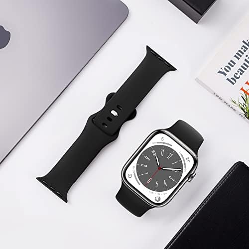 5 pachet compatibil cu Apple Watch Band Sport 45mm 44mm 42mm 41mm 40mm 38mm 49mm femei bărbați, brățări cu curea din silicon pentru iWatch Series 8 7 6 5 4 Ultra 3 2 1 SE, moale impermeabil, negru lavandă roz gri alb