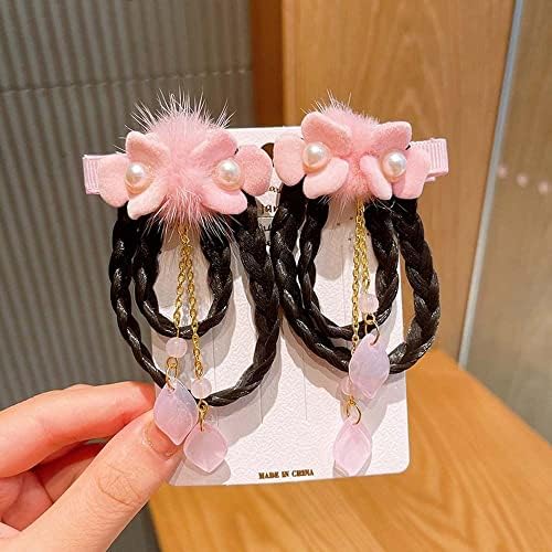 Houchu chinezesc clipuri de păr copil prințesă flori de păr păr de ciucuri barrettes accesorii de păr cu arc arc captive copii