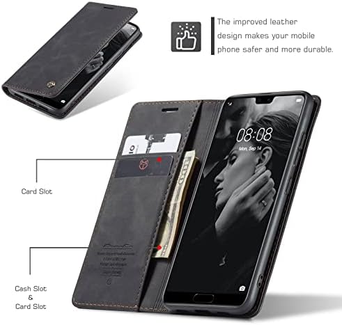 Telefon Flip Wallet caz compatibil cu Huawei P20 Pro Premium PU piele portofel caz, 2 în 1 Flip Magnetic Wallet Cover caz ,