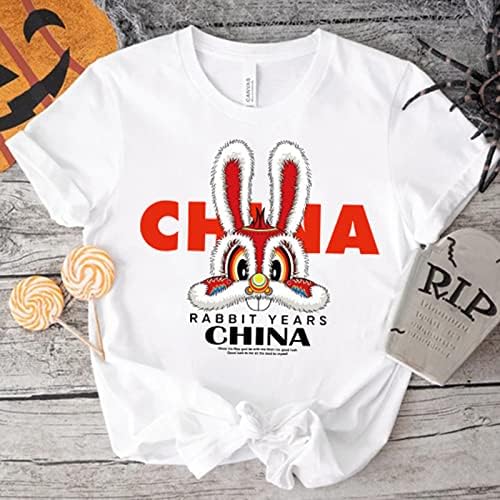 Yheght Toddler Boys Girls Copii Chineză Anul chinezesc de iepure Chinese Chinese Anul Nou Anul Nou imprimeuri Tinistiți tricouri Tineret Cămașă medie