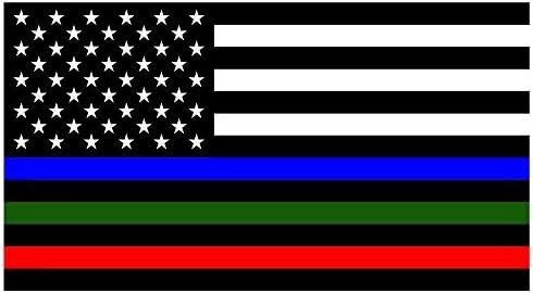 Blue Green Red Lives Matter Flag Sticker 5x3 inch Police Decal pompier militar