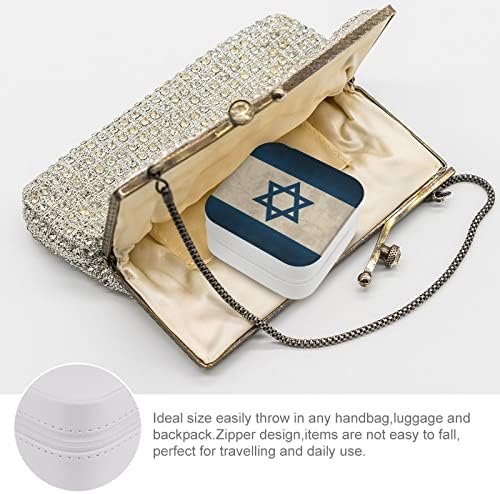 Vintage Israel Flag Bijuterii cutii Organizator Pu Pie din piele Suport pentru carcasă pentru pandantiv cu inel cutii cu brățări