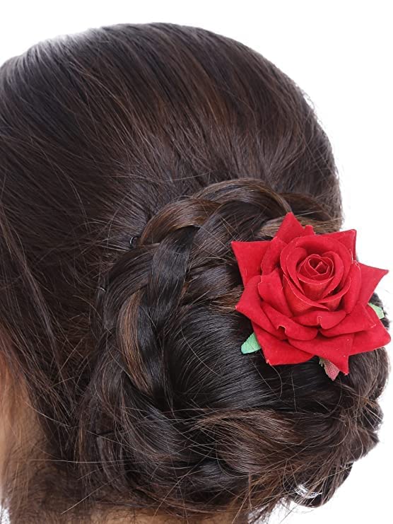Clipuri de păr Stylathon Flori artificiale de trandafir pentru femei și fete Accesorii pentru păr Set-4
