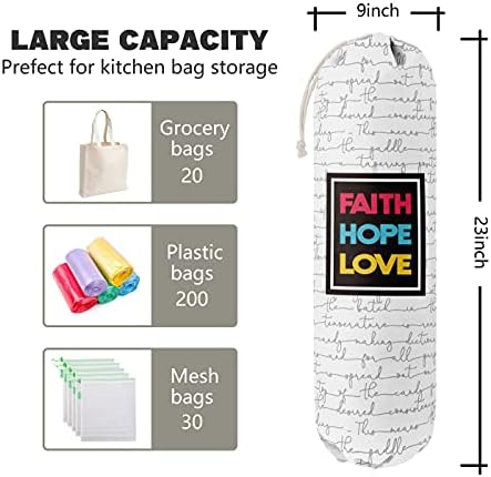 Faith Hope Love, pungi alimentare Organizator de suport pentru pungi de cumpărături, pungi de plastic de perete Distribuitoare