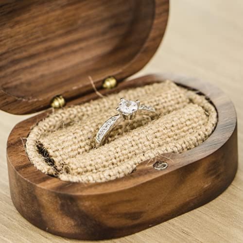 Cutie de verighetă personalizată Kwood, cutie de inel din lemn dublu personalizat, cutie de inele gravată, cutie de inel de