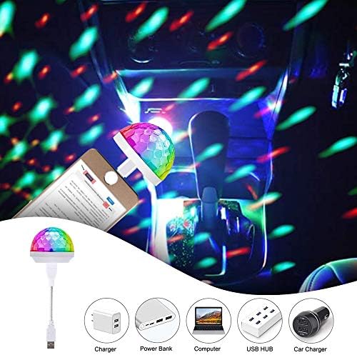 4Pack USB Mini Disco Ball Light, Lumini de petrecere activate prin sunet DJ Strobe Light pentru jucării de Halloween favoruri,
