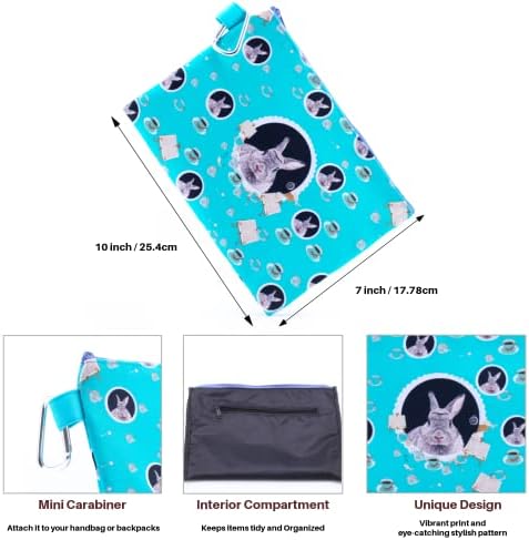 Cowcow Womens Bag drăguț Turquoise Alice Rabbit Canvas Bag Cosmetic