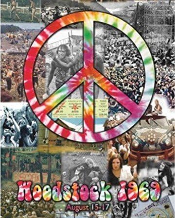 BuyartForless Woodstock and Peace Sign Collage 20x16 Art Print Poster Pacea 60's Music 1969 Hippies