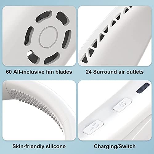 Weiei portabil Misting gât Fan Hands Free răcire Bladeless Fan, 3 viteze personal gât Fan pentru bărbați femei în aer liber