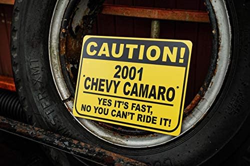 2001 01 Chevy Camaro Atenție Semn de mașină rapidă, semn de noutate metalică, Decor de perete de peșteră Man, semn de garaj