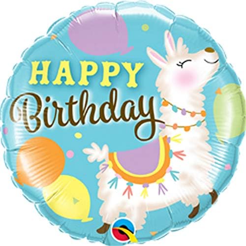 Calatex de 18 inch Birthday Llama Round Foil Balloon