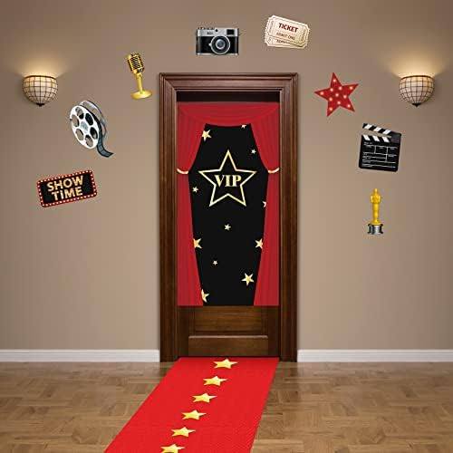 Remagr Movie Night Party Decorations Kit VIP door Cover 2.6 x 15 ft covor roșu Runner Runway covor 55 GSM grosime, noapte de