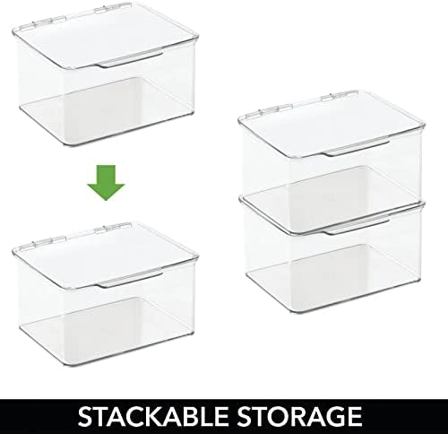 mDesign Plastic Bucătărie Cămară și frigider depozitare Organizator cutie containere cu capac articulat pentru rafturi sau