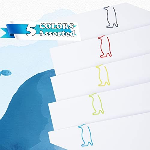 100 de calculatoare Clipuri de hârtie în formă de pinguin - Clipuri mici de hârtie de hârtie culori asortate de dimensiuni, marcaje amuzante de birou pentru școlile, cadouri drăguțe de ziua de Crăciun pentru iubitorii de pinguin pentru femei pentru femei