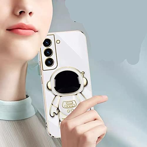Pentru Samsung Galaxy S21 Fe Case 6d Placare Astronaut Stand ascuns cu capac al camerei, Glitter de lux Soft TPU Cute Desene