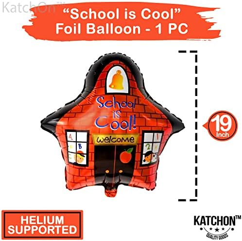 Katchon, Big Back to School Balloons Set - pachet de 5 | Înapoi la decorațiuni școlare pentru clasă | Balonul școlar, balonul de autobuz școlar și baloanele de mere roșii setate pentru prima zi de decorațiuni școlare