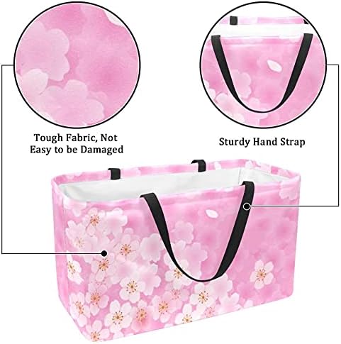 Lorvies REUSABIL BUNURI REUSABILE Cutii de depozitare Coș de depozitare, Spring Sakura Flori Pink Romantic Girl Singuri de