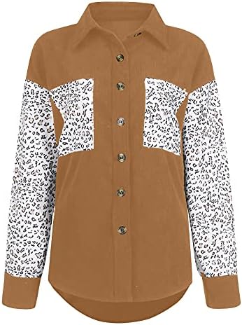 Cardigane active cu mânecă lungă cu mânecă deschisă pentru femei Noutate leopard buton cu coadă de cardigan corduroy confortabil