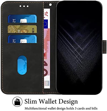 MEMAXELUS portofel caz pentru Samsung Galaxy S22 5G, Galaxy S22 5g telefon caz cu Kickstand Card Holder Slot Închidere magnetică carouri model premium piele caz de protecție pentru Samsung S22 5g Negru HX4