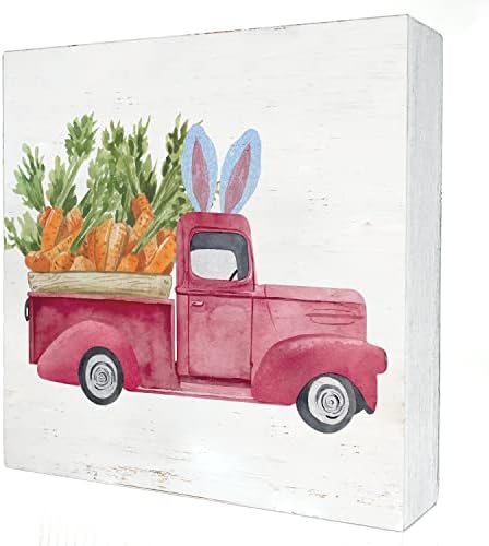 Camionul de Paște al fermei cu morcovi cu cutie din lemn decor de birou