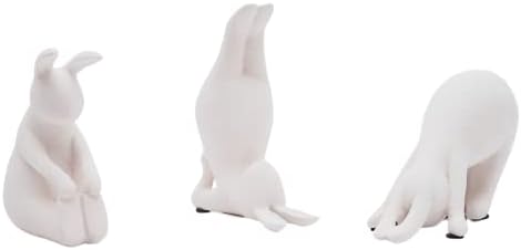 Figurine de iepure de iepure de iepure de yoga wowser, set de 3 modele și dimensiuni asortate, figurină de vacanță, decor independent de Paște