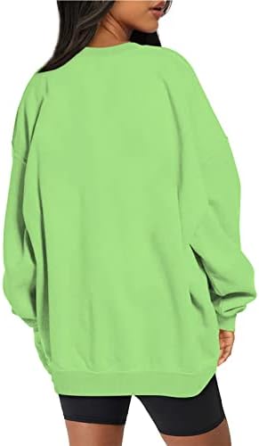 Supradimensionate tricou pentru femei Casual Fleece Crewneck pulover Top solide Maneca lunga camasa Slouchy Vrac tunica Bluze