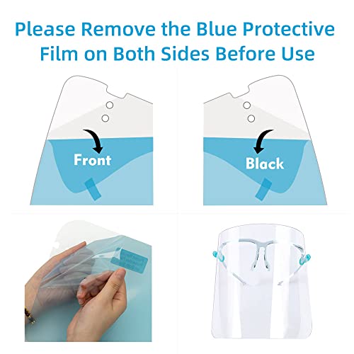 PANOPTX 200 buc Safety face Shield cu ochelari cadru reutilizabil Anti-ceață Face Shield clar de protecție completă Face Shield masca pentru Protecția de zi cu zi