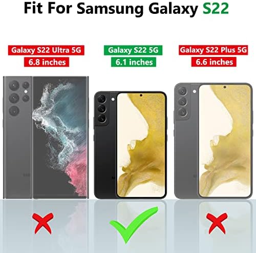 Carcasă Galaxy S22, carcasă S22 cu capac de cameră diapozitivă și protector de ecran HD, carcasă Samsung S22 cu șoc rezistent la șoc cu 360 ° Magnetic Ring Suport pentru telefon pentru Samsung S22 Negru