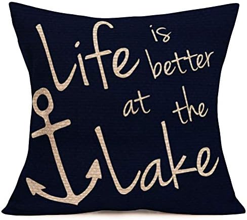 Smilyard Life este mai bun la Lacul Pillow Cover Aruncă Pillow Pillow Capac 16x16 inch Citate de inspirație Citate perne cu