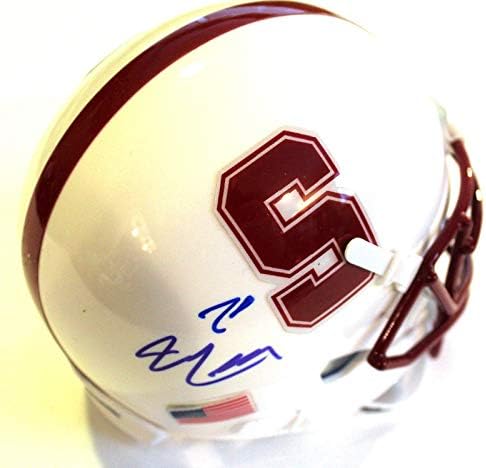 Bryce Love a semnat mini cască de fotbal Stanford Cardinal W / COA 2017 1 mini căști de colegiu cu autograf