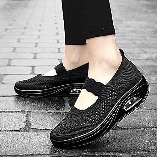 Pantofi de adidași pentru femei plasă de plasă respirabilă non -alunecare a pantofilor de mers pe jos, cârlig ușor și buclă