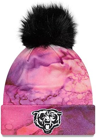 New Era femei roz / negru Chicago Bears 2022 NFL Crucial Catch Pom tricot pălărie