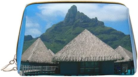 Geanta cosmetică din piele PSVOD Tahiti, geantă cosmetică cu fermoar de călătorie, geantă cosmetică portabilă pentru femei