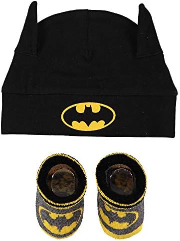 DC Comics Batman Infant Boys Baby Beanie Hat și Baby Booties șosete Set cadou 0-12 luni